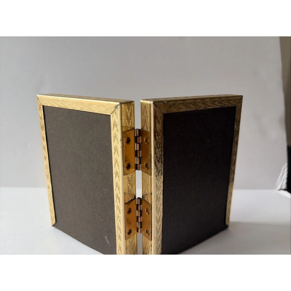 Vintage  Ornate Brass Gold Tone Metal Bi Fold 3.5x 5